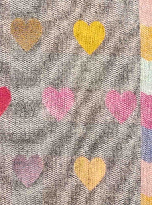 💕 Zwillingsherz Schal "Herzen" Soft Viskose Wolle Hellgrau