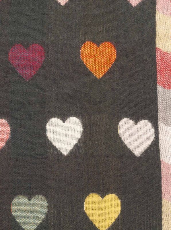 💕 Zwillingsherz Schal "Herzen" Soft Viskose Wolle Khaki