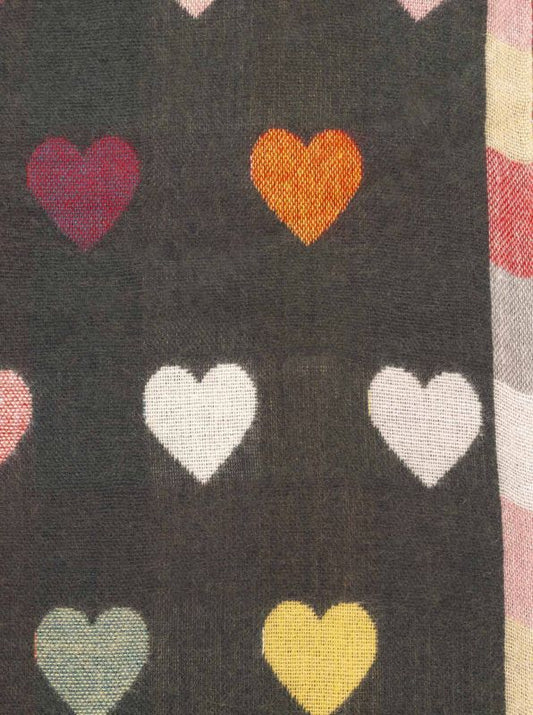 💕 Zwillingsherz Schal "Herzen" Soft Viskose Wolle Khaki