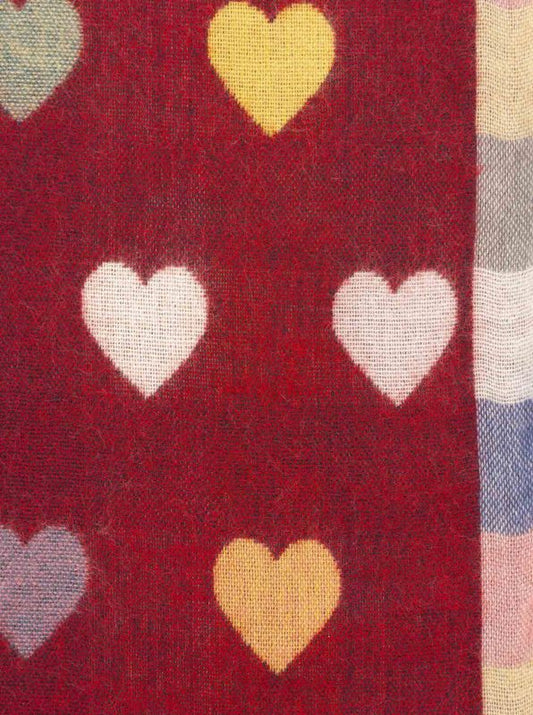 💕 Zwillingsherz Schal "Herzen" Soft Viskose Wolle Bordeaux