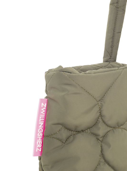 💕 Zwillingsherz Tasche Stepptasche "Smile" Khaki