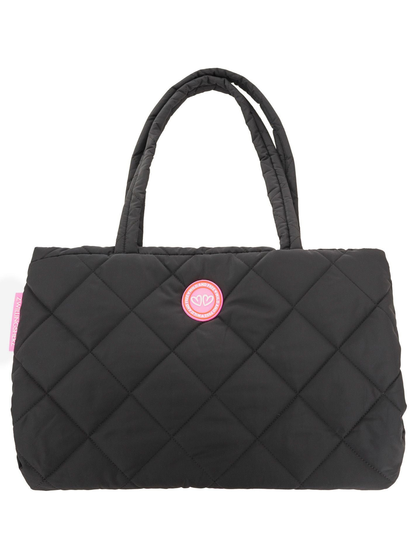 💕 Zwillingsherz Tasche Stepptasche "Wild and Free" Schwarz