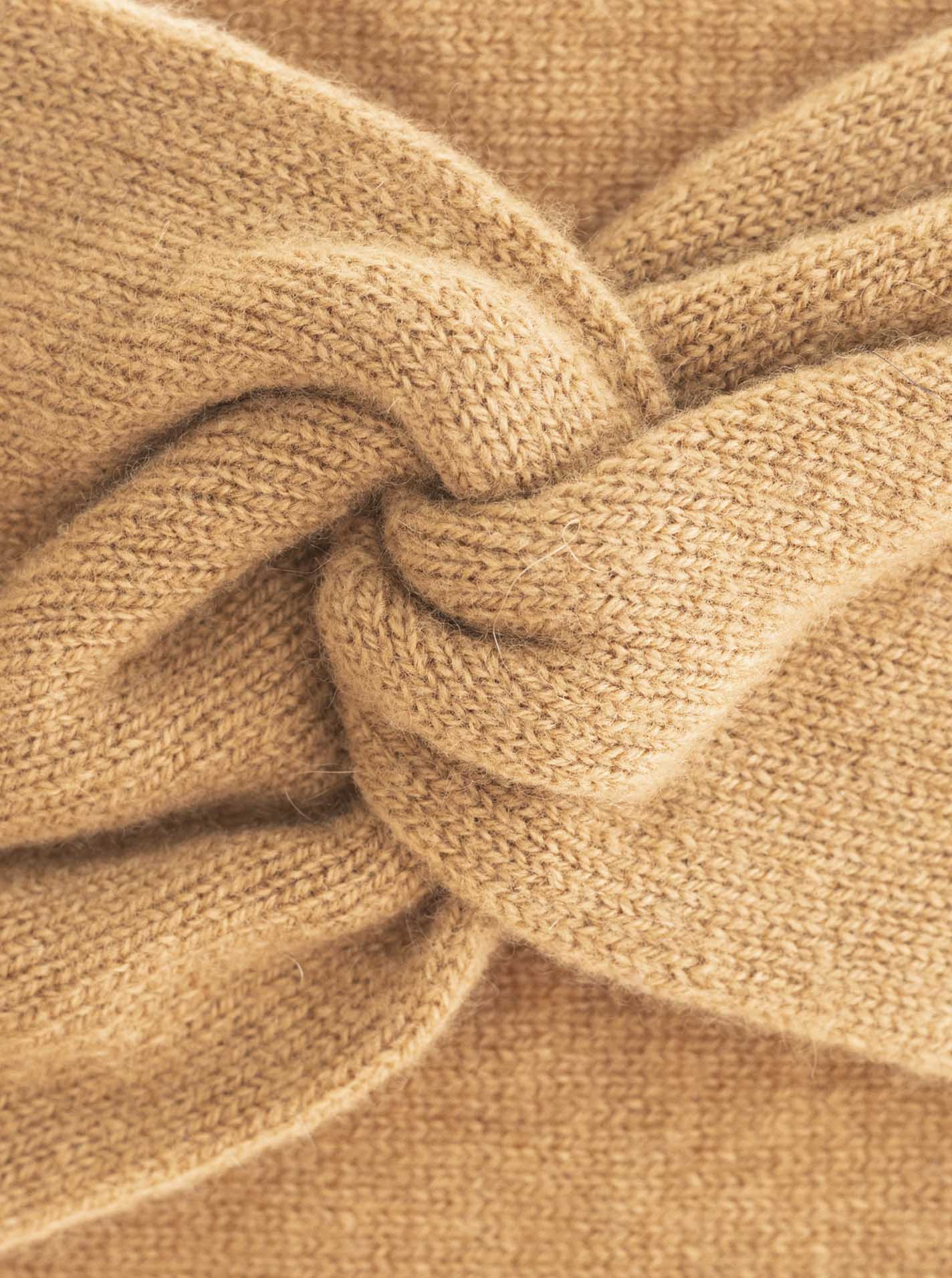 💕 Zwillingsherz Stirnband 100 % Cashmere "Knoten" Kaschmir Camel