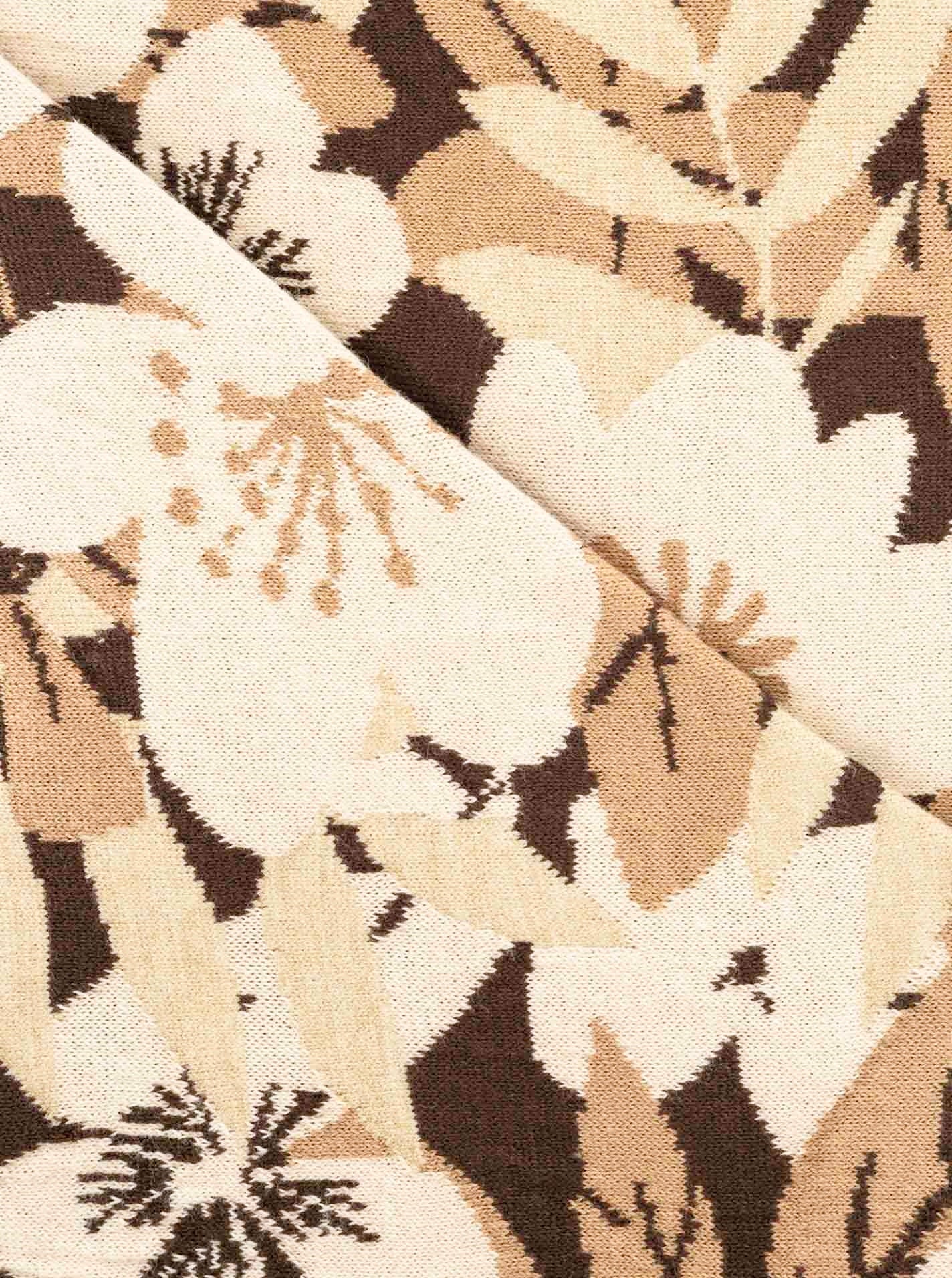 💕 Zwillingsherz Dreieckstuch "Blumen & Sträucher" Baumwolle Beige