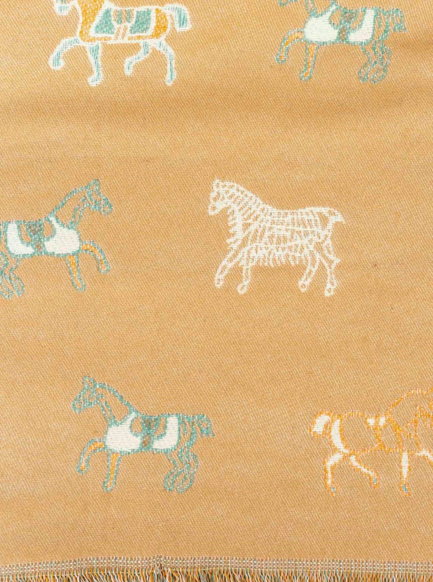 💕 Zwillingsherz Schal "Pferde" 100 % Viskose Beige