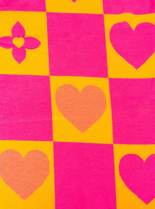 💕 Zwillingsherz Schal "Blumen & Herzen" 100 % Viskose Pink