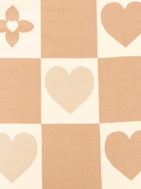 💕 Zwillingsherz Schal "Blumen & Herzen" 100 % Viskose Beige