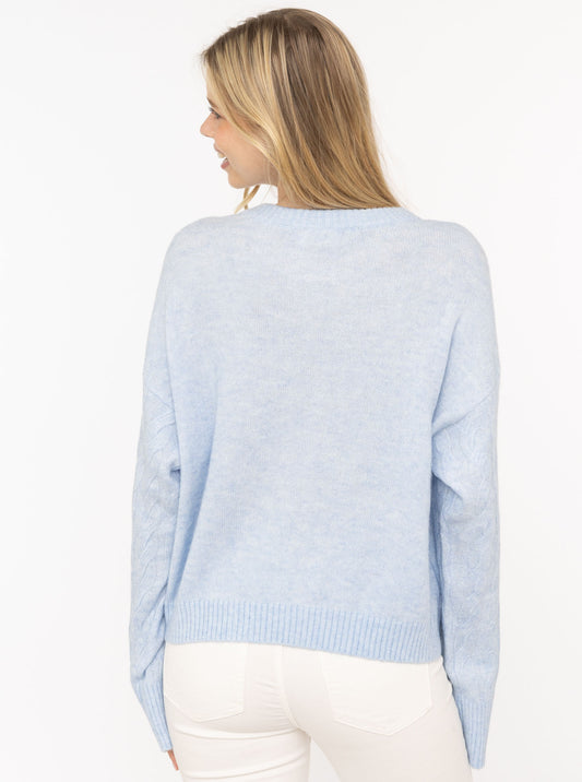 💕 Zwillingsherz Pullover "Zopfstrick" Hellblau