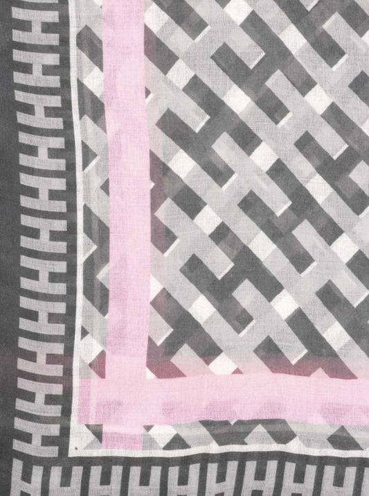 💕 Zwillingsherz Schal "Buchstaben Muster" Viskose Mix Mittelgrau