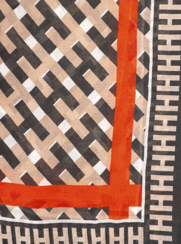 💕 Zwillingsherz Schal "Buchstaben Muster" Viskose Mix Mittelbeige