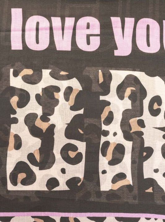 💕 Zwillingsherz Schal "Lettering" Viskose Mix Schwarz