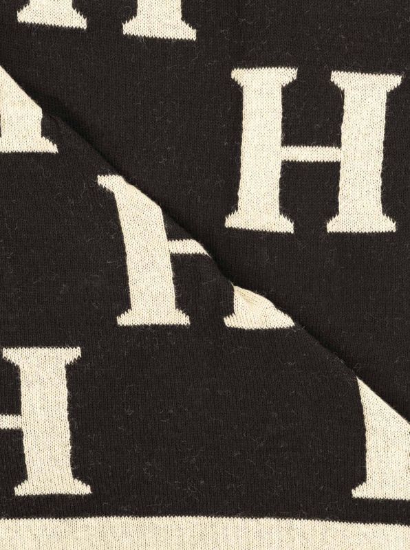 💕 Zwillingsherz Dreieckstuch "H mit Rand" Baumwolle Schwarz Beige
