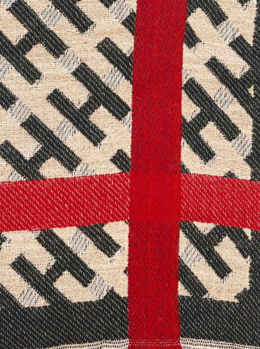 💕 Zwillingsherz Viereckstuch "H-Muster" Wolle Rot