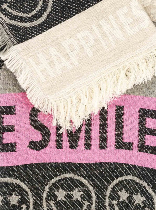 💕 Zwillingsherz Schal "Happiness" Baumwolle Wolle Schwarz