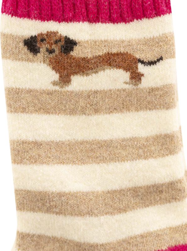 💕 Zwillingsherz Socken "Dackel & Streifen" Beige