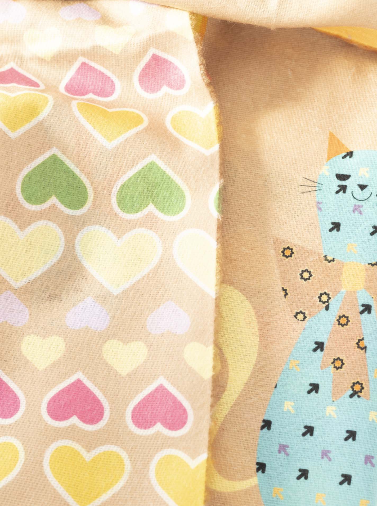 💕 Zwillingsherz Schal "Hearts & Cats" Kuschelschal Soft Beige