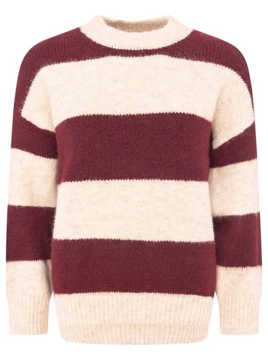 💕 Zwillingsherz Kuschel Pullover "Blockstreifen" Bordeaux Beige