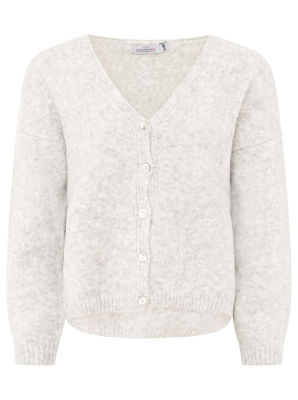 💕 Zwillingsherz Cardigan "Knöpfe" Strickjacke Wollmix Hellgrau