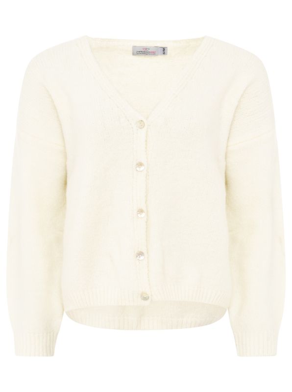 💕 Zwillingsherz Cardigan "Knöpfe" Strickjacke Wollmix Wollweiß
