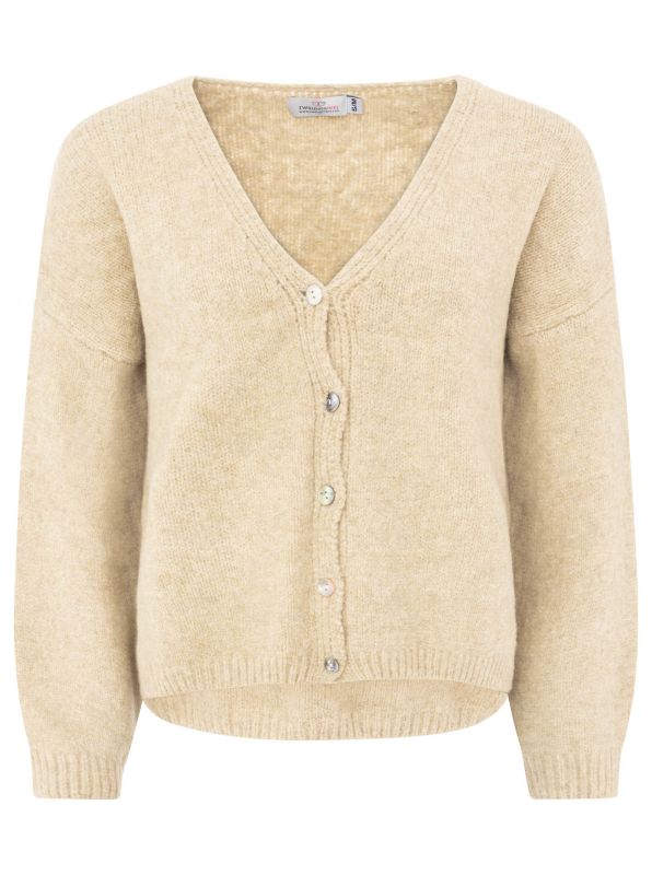 💕 Zwillingsherz Cardigan "Knöpfe" Strickjacke Wollmix Beige