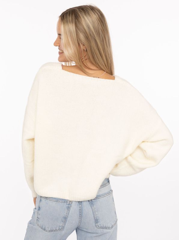 💕 Zwillingsherz Cardigan "Knöpfe" Strickjacke Wollmix Wollweiß