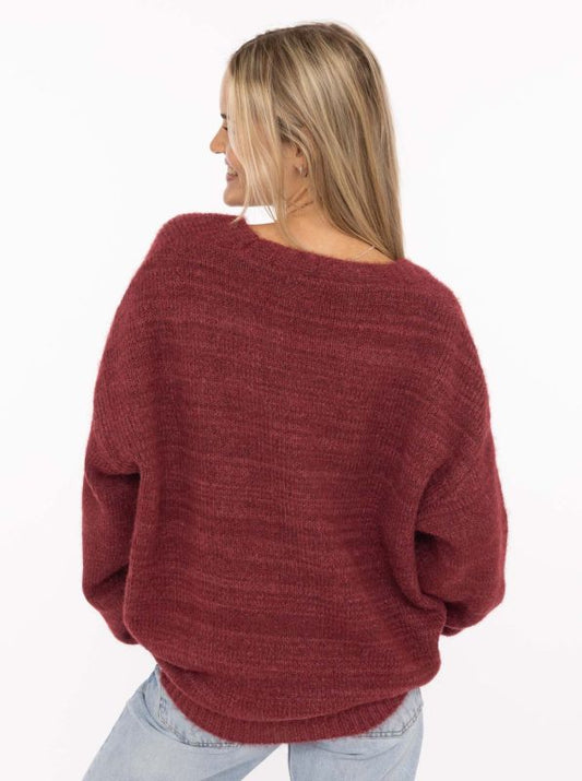 💕 Zwillingsherz Oversize Strickjacke "Cozy" Bordeaux