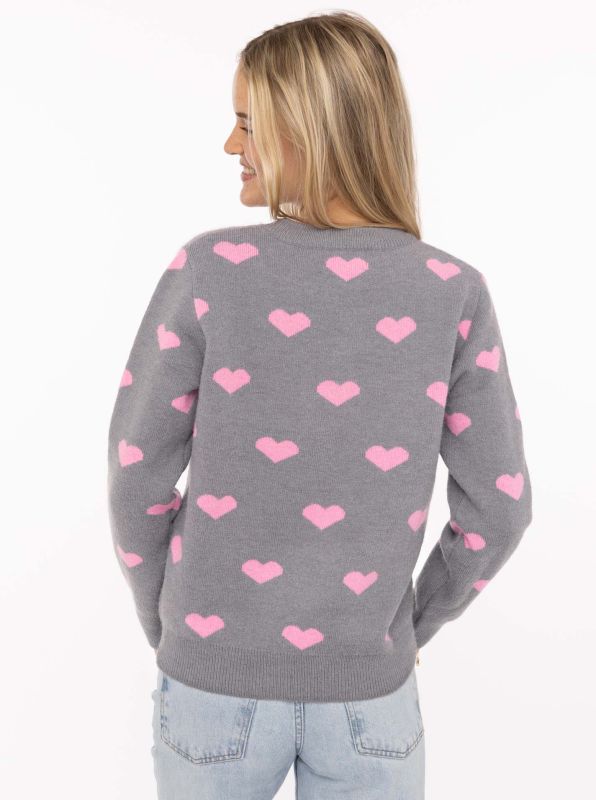 đź’• Zwillingsherz Strickpullover "Multi Herzen" Pullover Grau