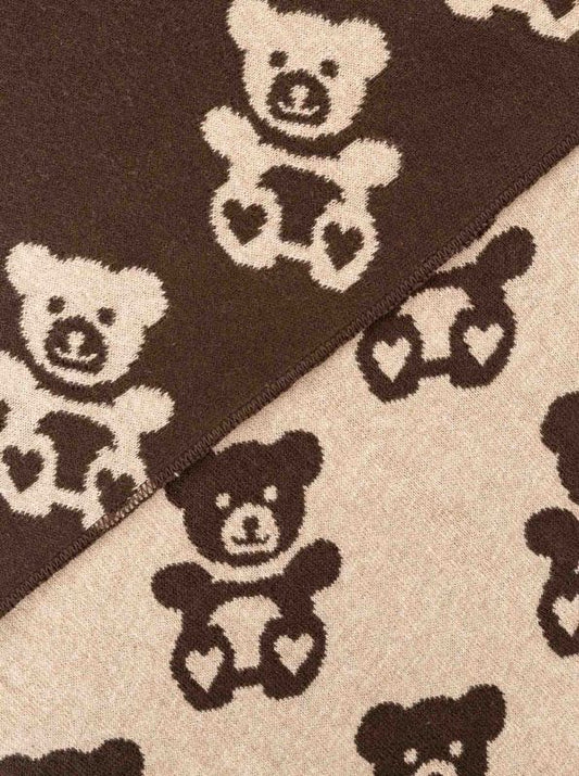💕 Zwillingsherz Dreieckstuch "Teddy Herz" Baumwolle Braun