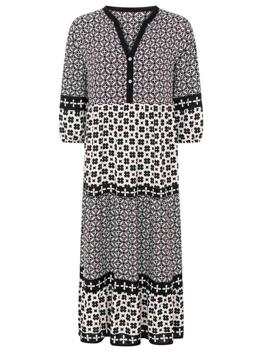 💕 Zwillingsherz Maxikleid "Geometric" Schwarz