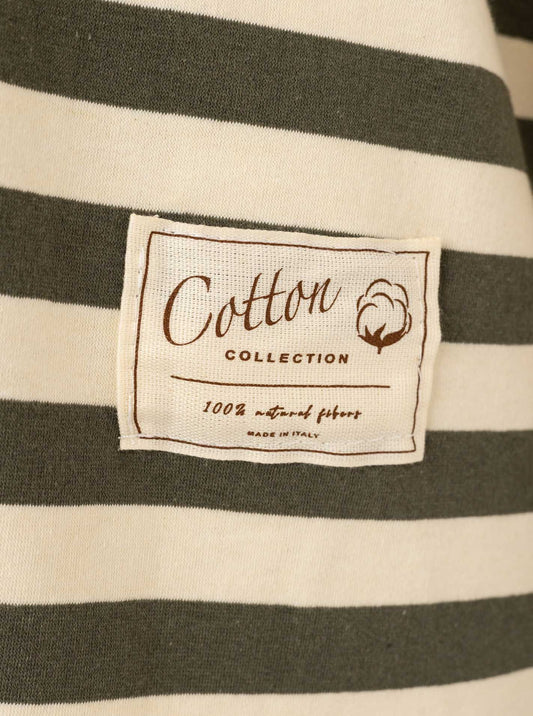 💕 Zwillingsherz Sweatshirt "Streifen & Jersey" Sweater Oversize Khaki