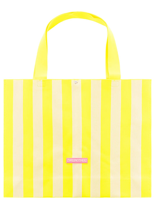 💕 Zwillingsherz Tasche Shopper "Streifen & Patch" Gelb