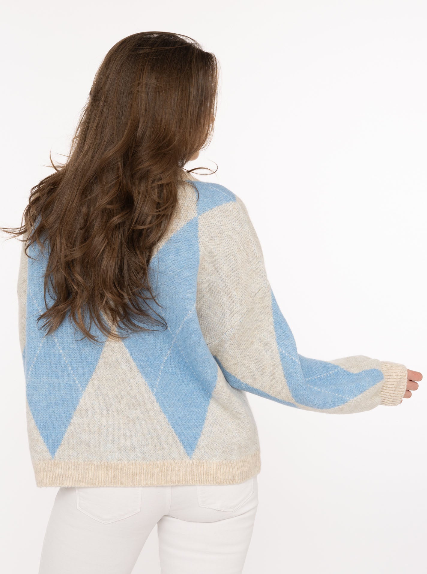 đź’• Zwillingsherz Pullover "Argyle" Rundhals Hellblau