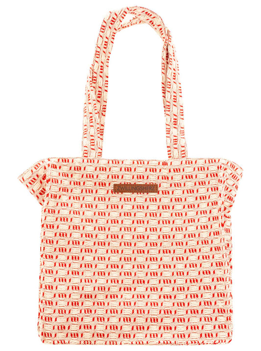 💕 Zwillingsherz Shopper "Strickmuster" Rot