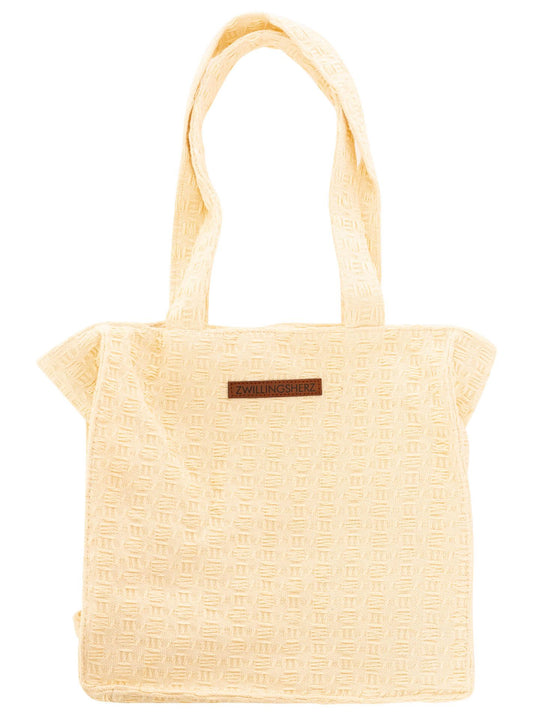 💕 Zwillingsherz Shopper "Strickmuster" Beige