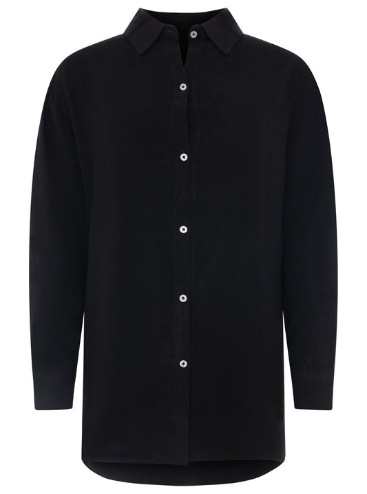 💕 Zwillingsherz Bluse Oversize "Leinenmix" Schwarz