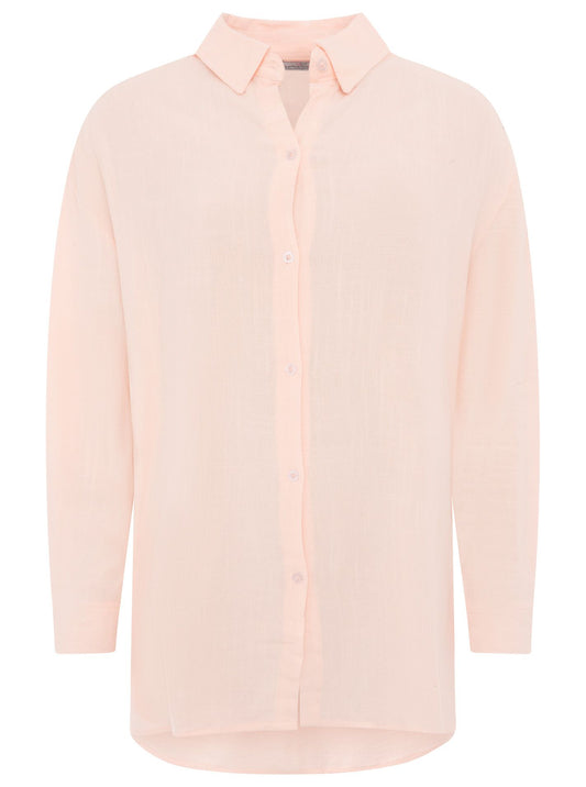 💕 Zwillingsherz Bluse Oversize "Leinenmix" Rosa