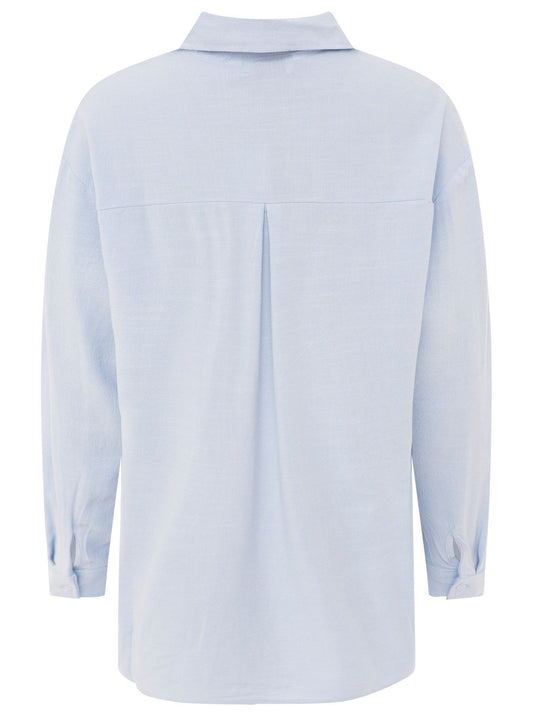 💕 Zwillingsherz Bluse Oversize "Leinenmix" Hellblau