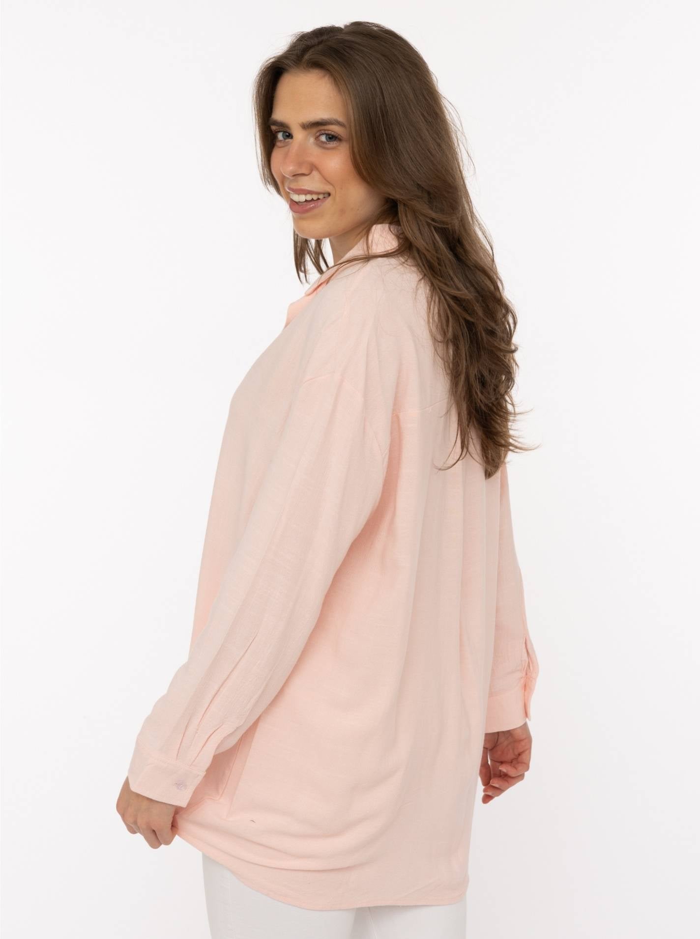 đź’• Zwillingsherz Bluse Oversize "Leinenmix" Rosa