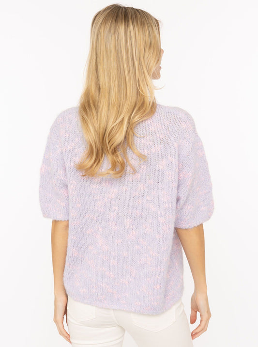 💕 Zwillingsherz Cardigan Kurzarm "Space Dye" Strickjacke Flieder Rosa