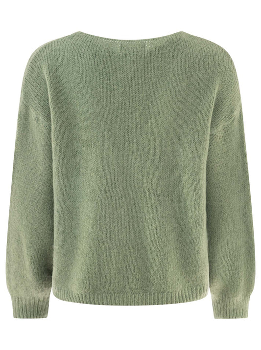 💕 Zwillingsherz Strickjacke kurz "Venedig" Wolle Salbei