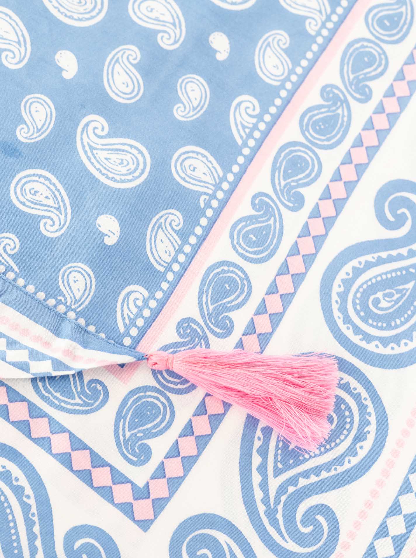 đź’• Zwillingsherz Dreieckstuch "Geometric Paisley" Organic Bamboo Blau