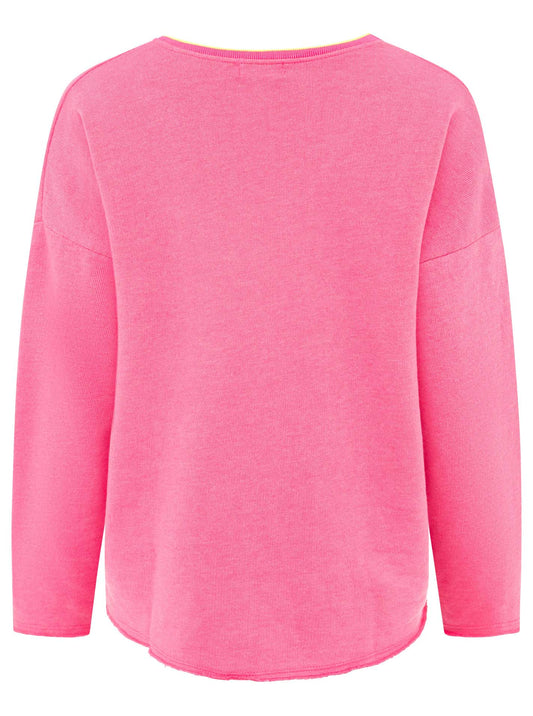 💕 Zwillingsherz Pullover Sweater Neonkante "Positive Mind" Baumwolle Pink
