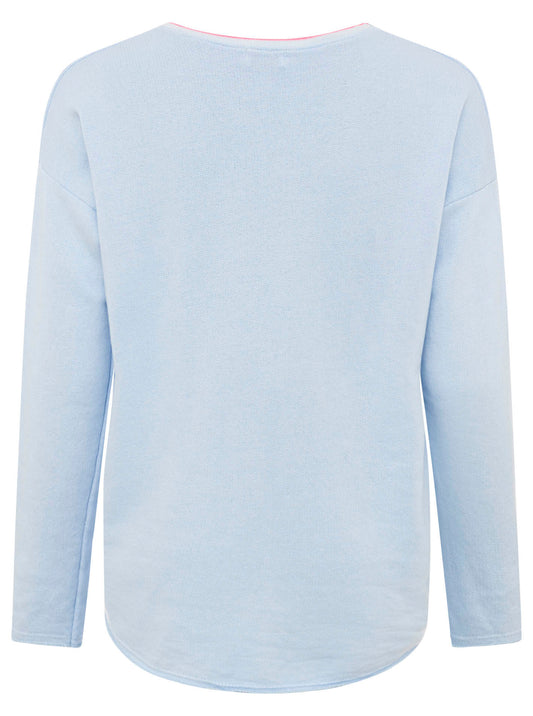 💕 Zwillingsherz Pullover Sweater Neonkante "Positive Mind" Baumwolle Hellblau