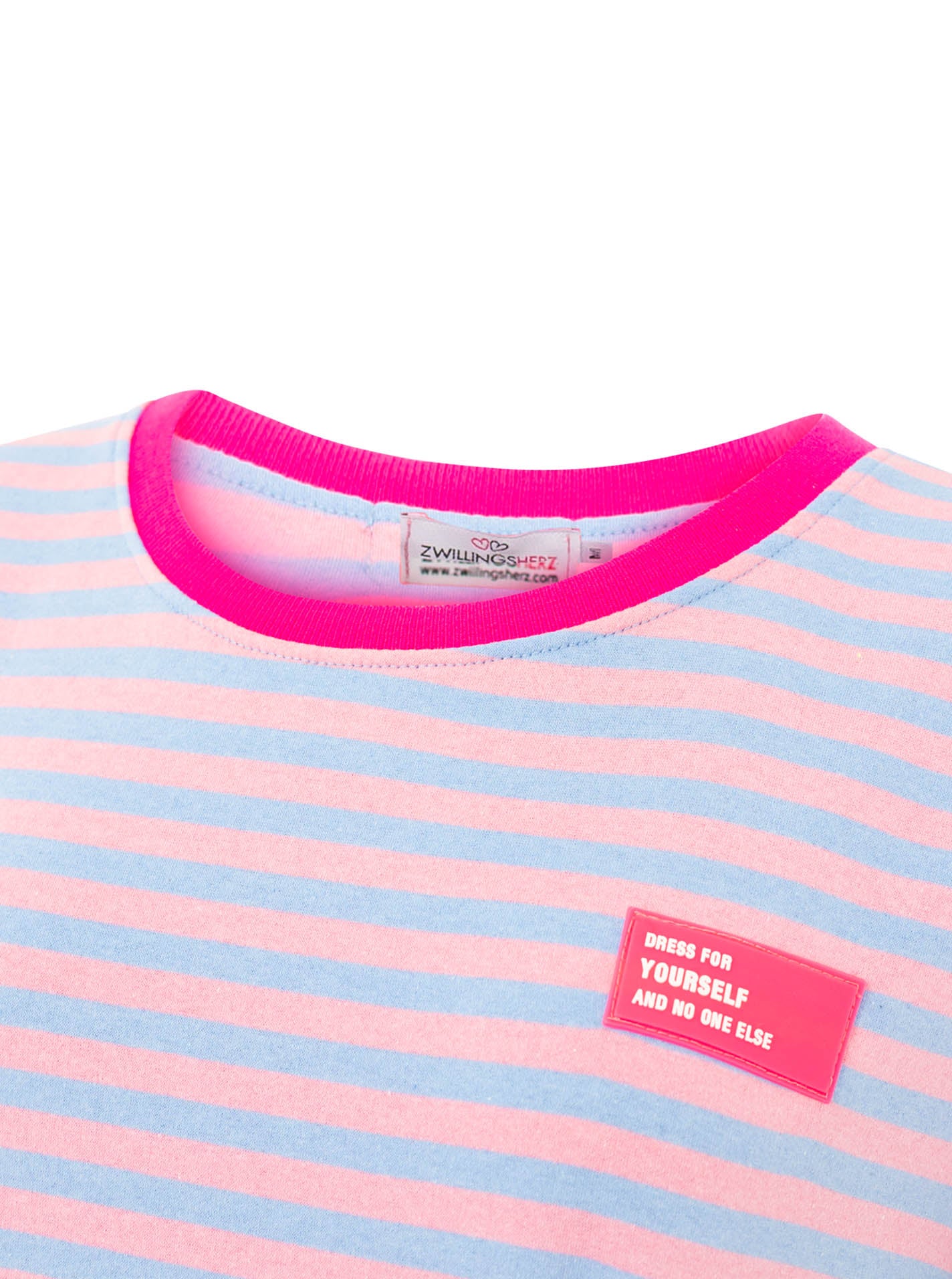 đź’• Zwillingsherz Sweat Kleid "Neon Streifen" Hellblau