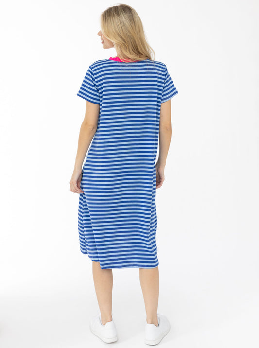 💕 Zwillingsherz Sweat Kleid "Neon Streifen" Blau