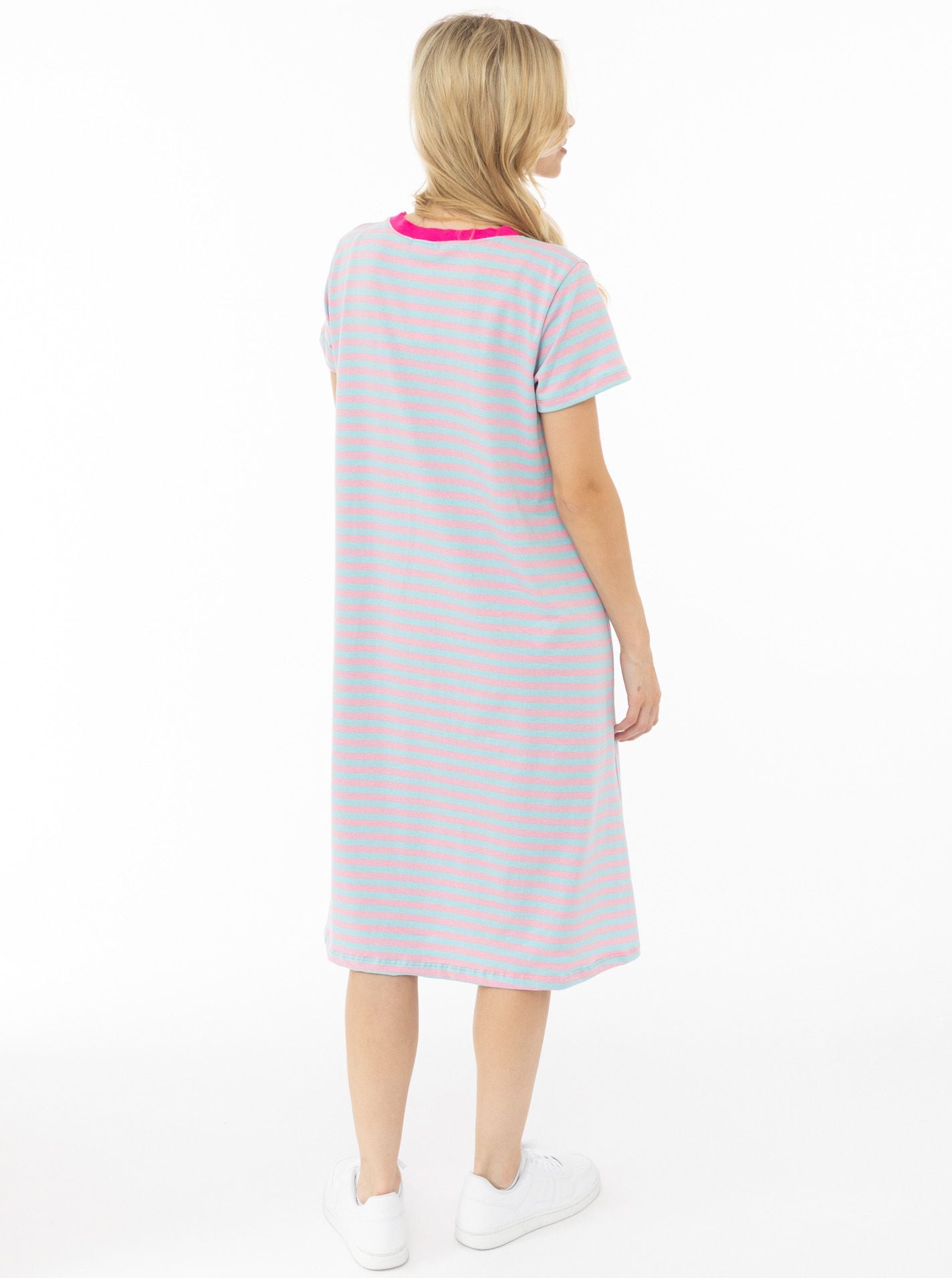 đź’• Zwillingsherz Sweat Kleid "Neon Streifen" TĂĽrkis
