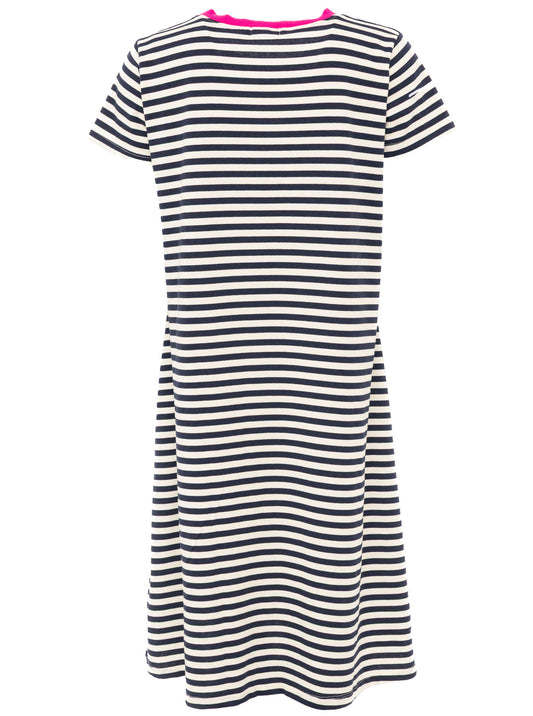 💕 Zwillingsherz Sweat Kleid "Neon Streifen" Navy Weiß