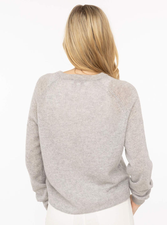 💕 Zwillingsherz Pullover Pulli "Blogger & Uni" Rundhalspullover 100 % Kaschmir Cashmere Hellgrau