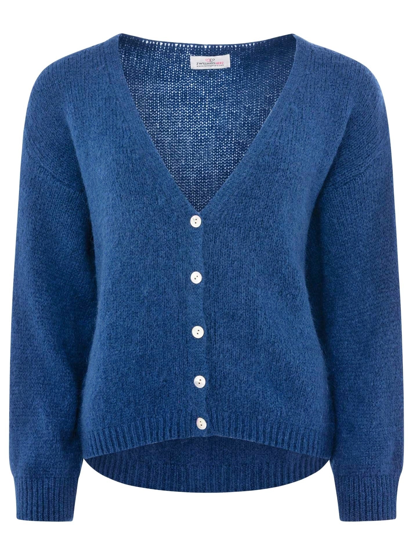 💕 Zwillingsherz Strickjacke kurz "Uni" Wolle Navy