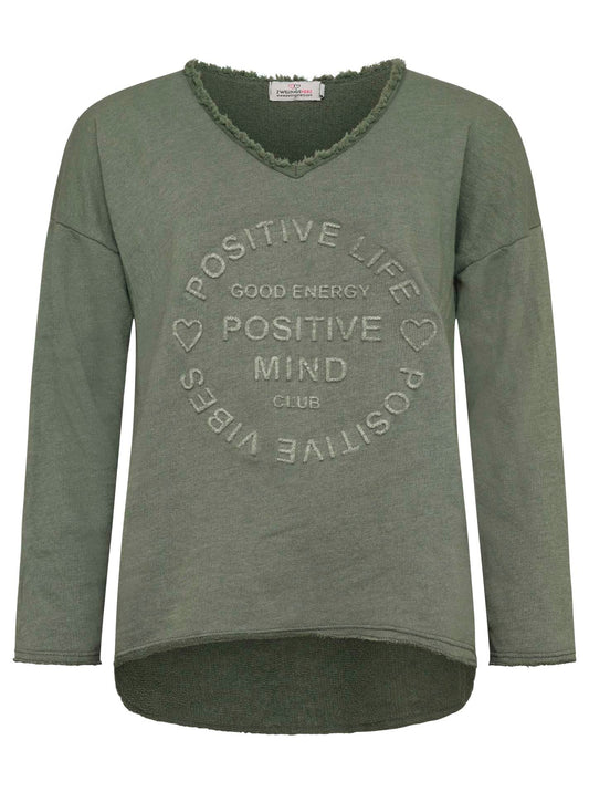 💕 Zwillingsherz Pullover Pulli "Elisabeth" Baumwolle Khaki